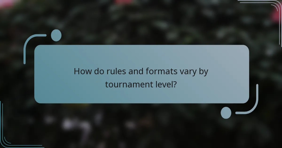 How do rules and formats vary by tournament level?